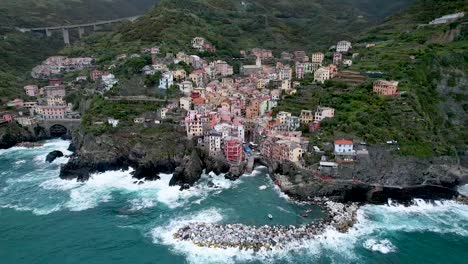 cinque terre drone riomaggiore harbor italy