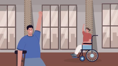 disabled persons protesting inside animation