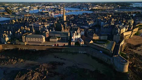 aerial view of saint-malo, france at sunset