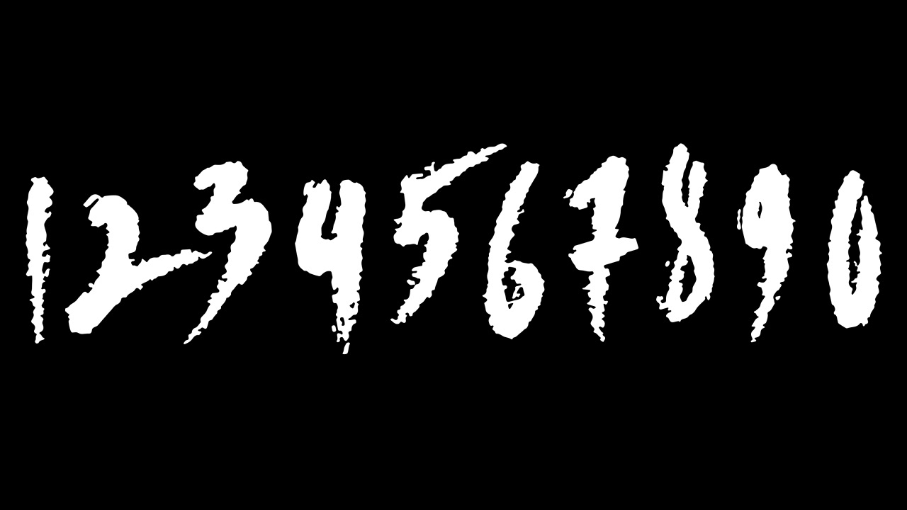 Numeri animati disegnati a mano da uno a zero su sfondo nero