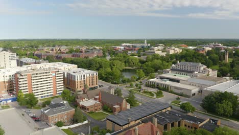 birds eye view of ames, iowa on beautiful summer day