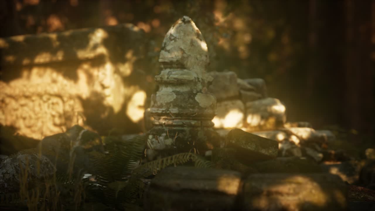 старые руины древнего города в сосновом лесу