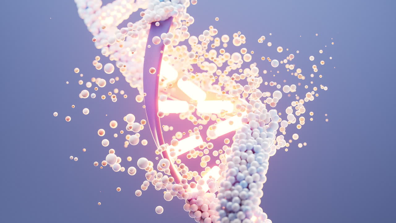 생물학적 개념과 함께 dna의 루프 애니메이션, 3d 렌더링