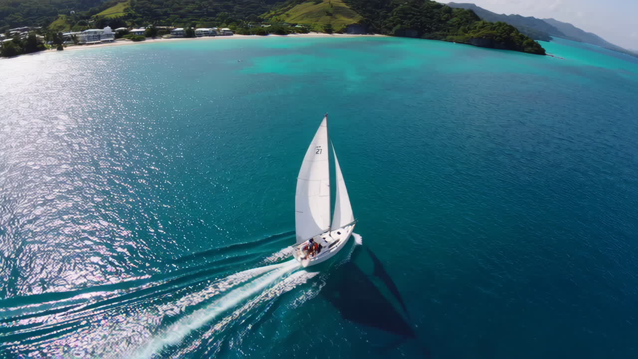 Sailing Yacht in Tropical Bay