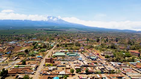 rural village town of kenya with kilimanjaro in the background