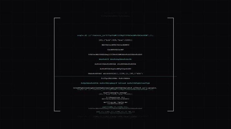 Scrolling Computer Code and Data on Dark Screen