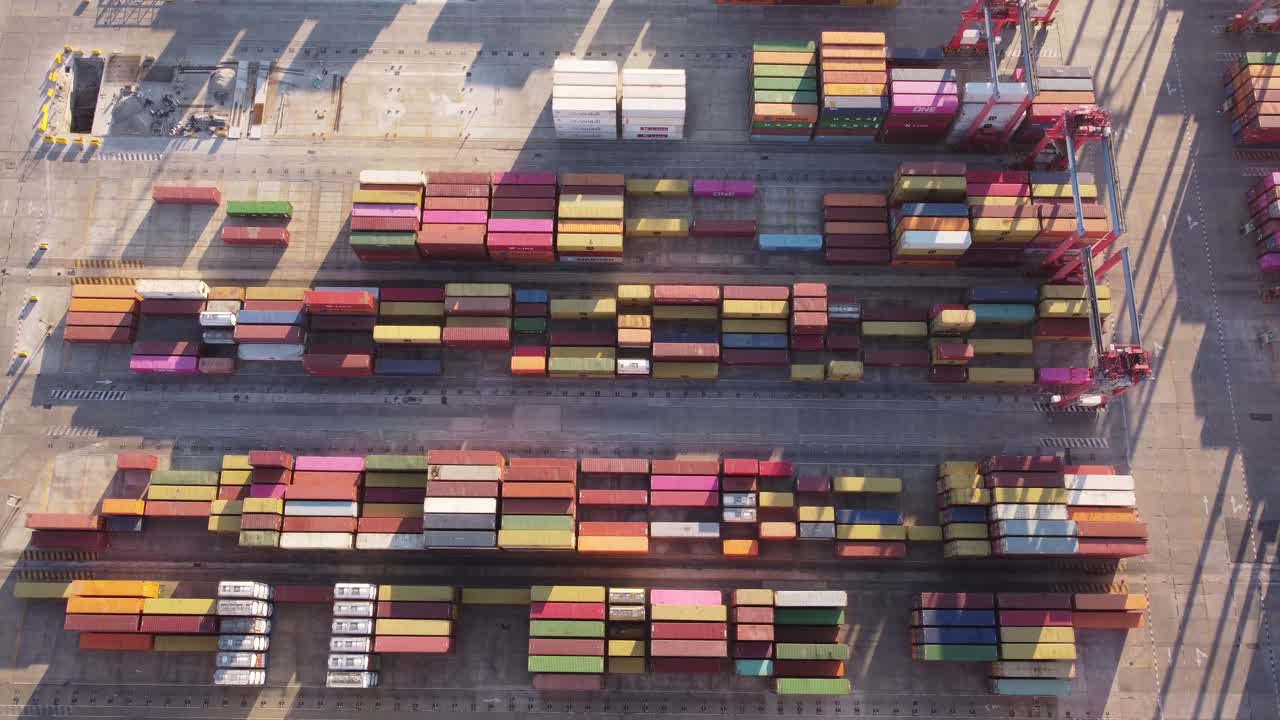 Colorful containers in Buenos Aires port logistic center, Argentina