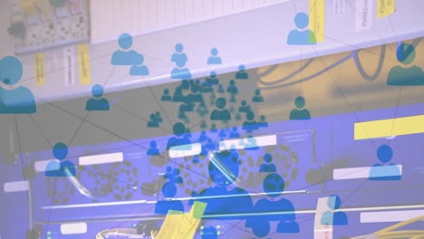 Animation-of-network-of-connections-over-computer-server-hardware