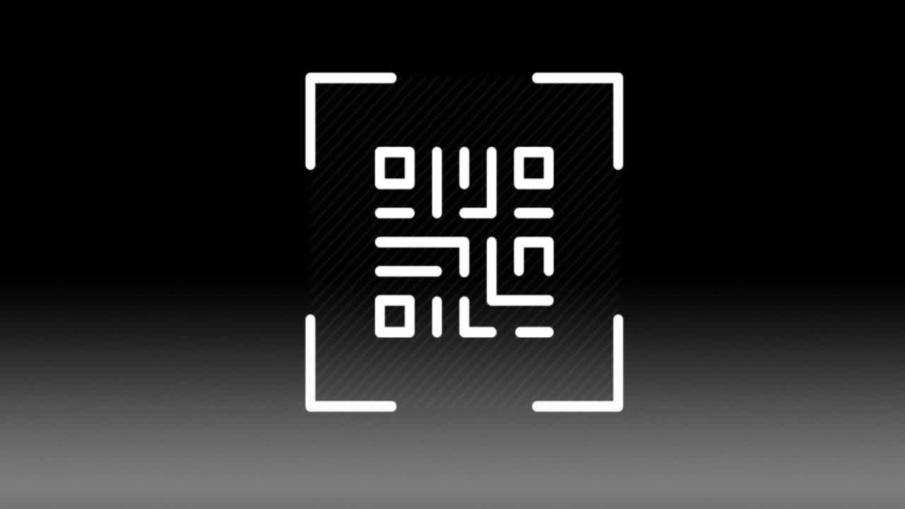 Animation of white qr code being scanned on grey background
