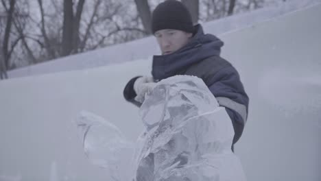 ice sculpting in winter