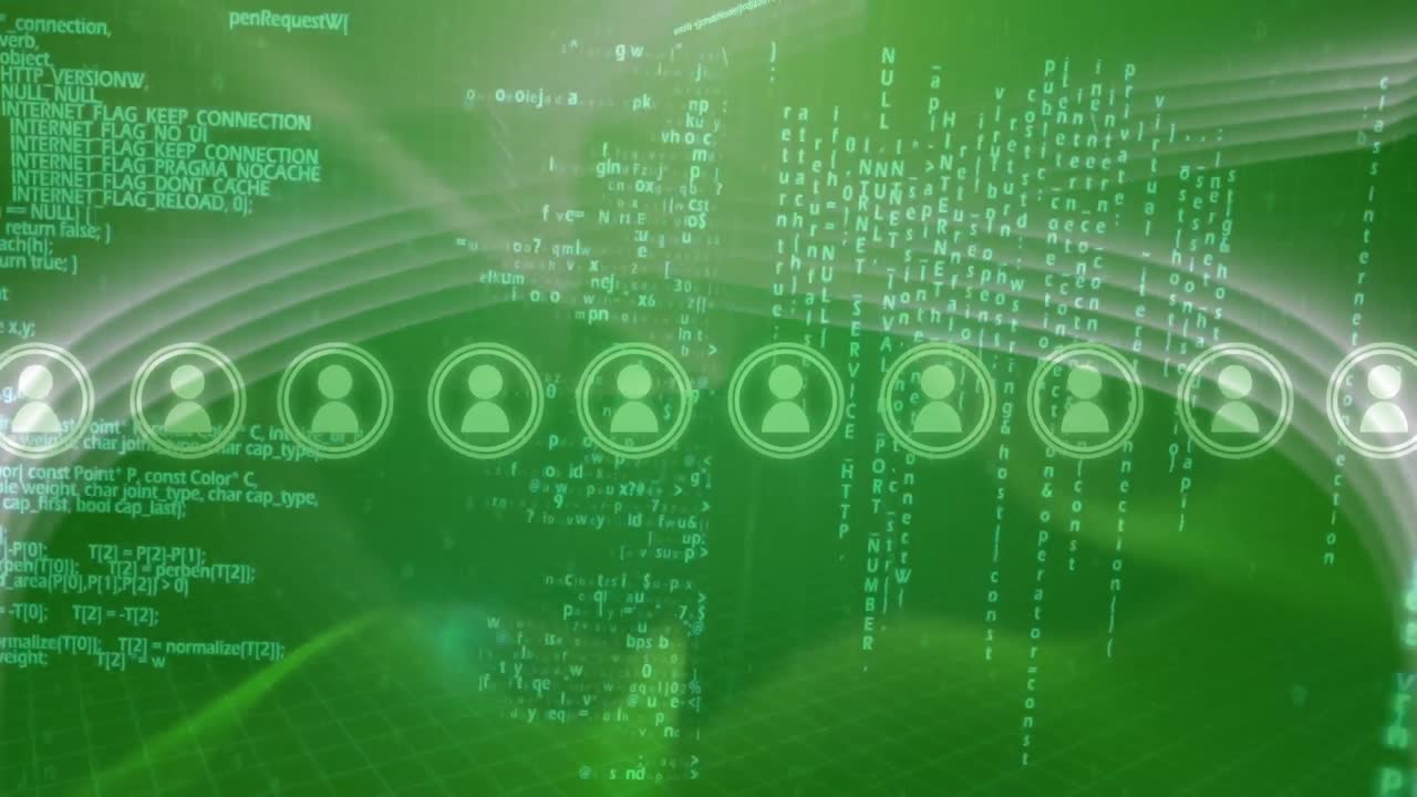 animación del procesamiento de datos sobre un fondo verde