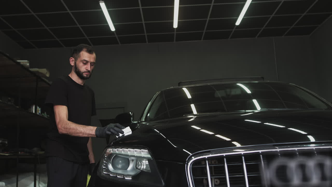 차고에서 자동차 세부 사항