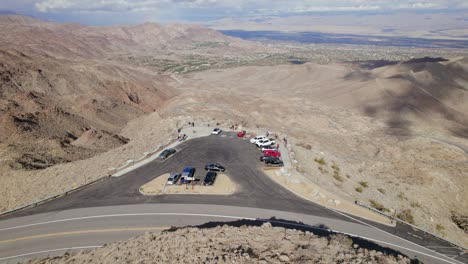 Aerial-Close-Orbit-of-Vista-Point-on-Highway-74-in-Southern-California-with-Several-Tourists-Enjoying-the-View