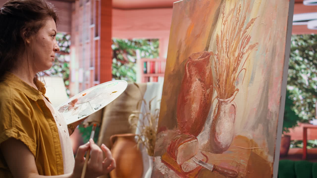 Artist painting still life artwork