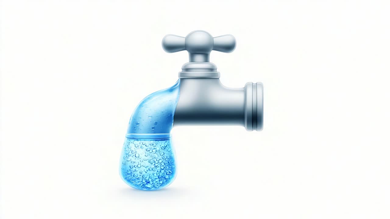 Stylish and Modern Faucet with Flowing Water Droplets, Highlighting the Importance of Water Conservation and Effortless Design in Today's Homes