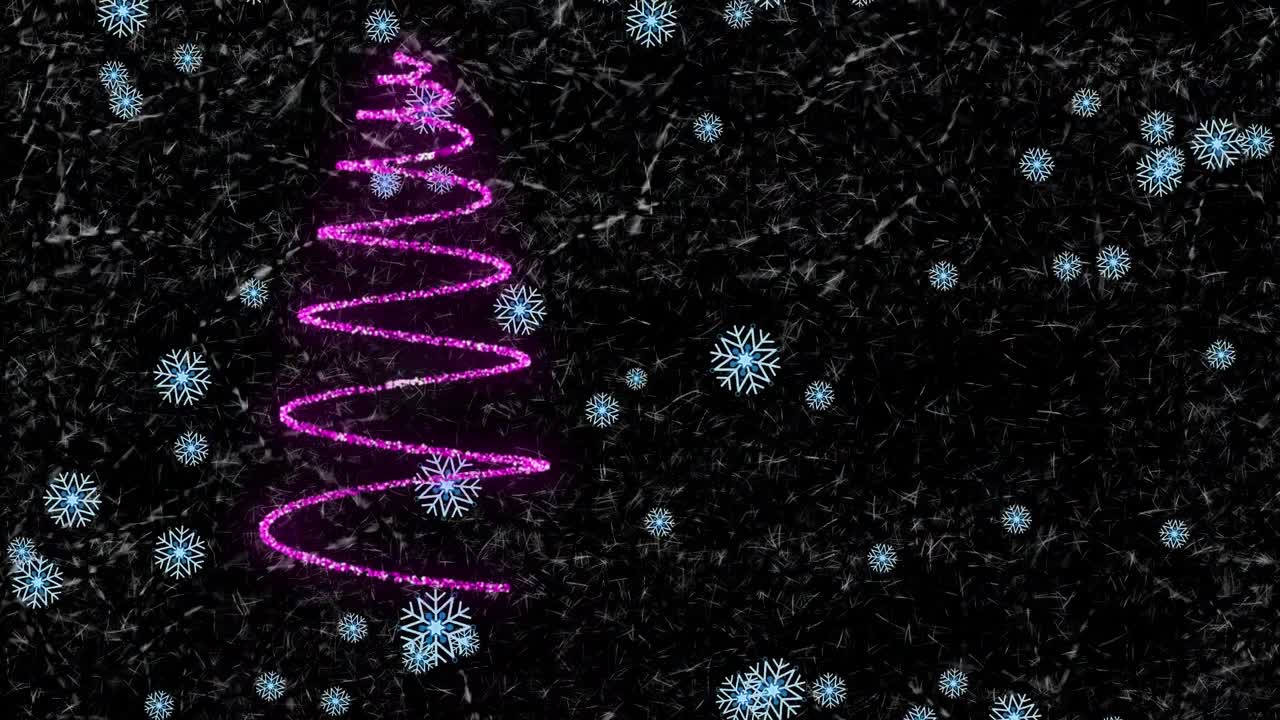 animación de la decoración de neón de navidad sobre un fondo negro