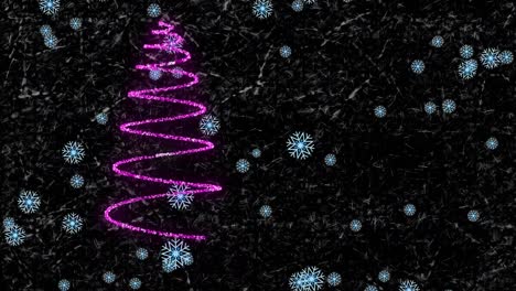 Animation-Der-Weihnachtlichen-Neondekoration-Auf-Schwarzem-Hintergrund
