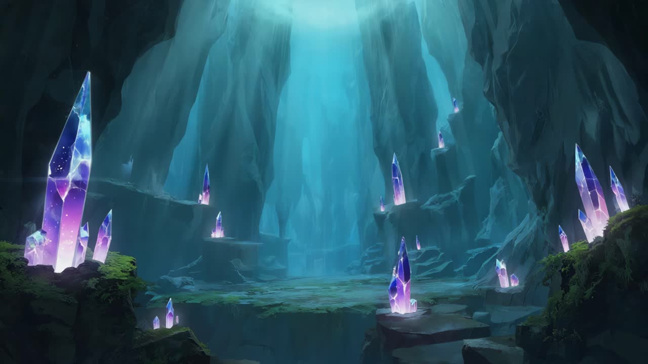 Mystical Crystal Cavern with Glowing Gems