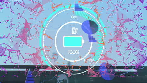 animación de automóviles eléctricos y procesamiento de datos en el ámbito y las redes