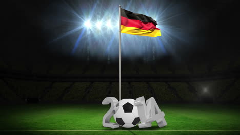 germany national flag waving on flagpole with 2014 message