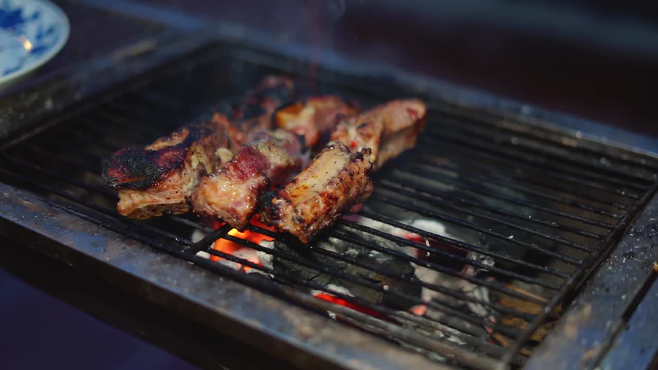 Delicious pork ribs on the BBQ