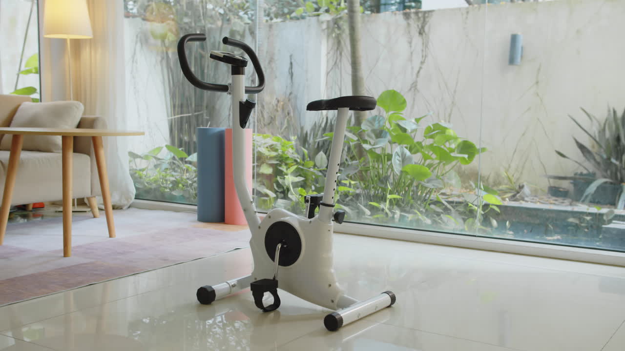 Exercise Bike near Panoramic Windows in No People Room