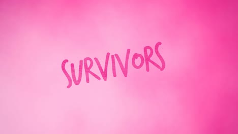 animation of pink survivors text appearing on pink background