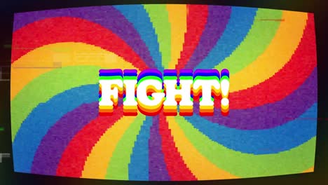animación de interferencia sobre texto de lucha en un fondo colorido