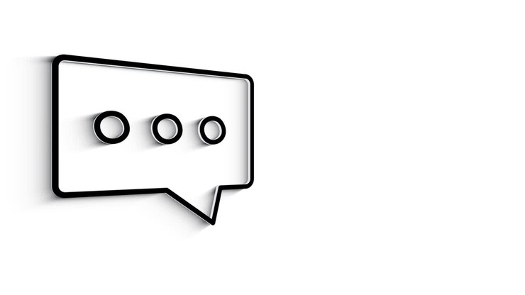 3D Line Icon bubble for text Animation on white background.