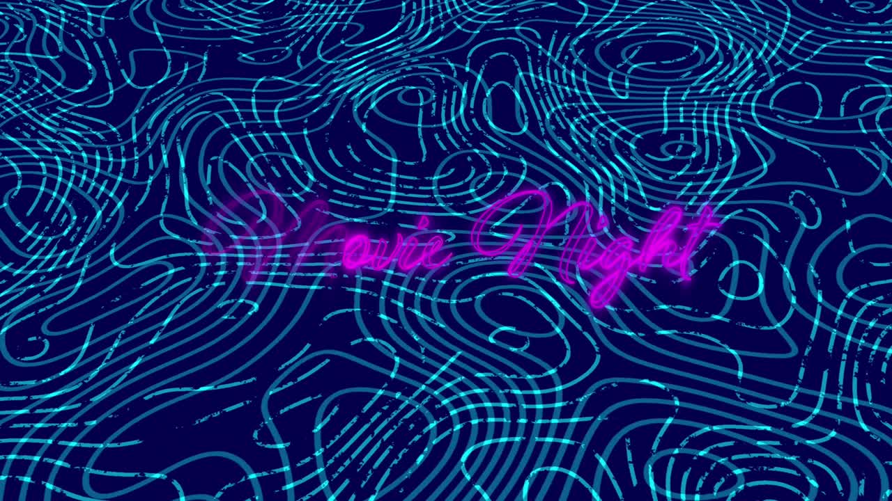 animación de la noche de la película sobre fondo marino con líneas de agua
