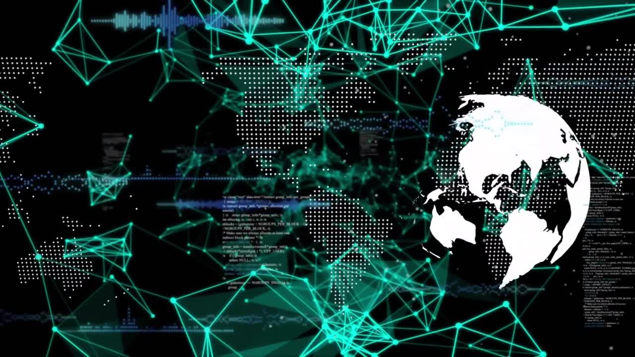 Animation of globe scope scanning and data processing