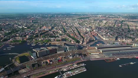 city aerial view over amsterdam