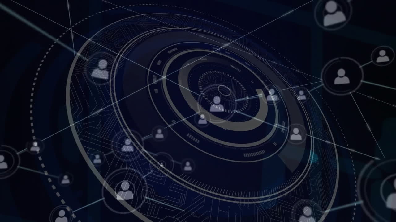 animación de la red de conexiones con iconos sobre el alcance