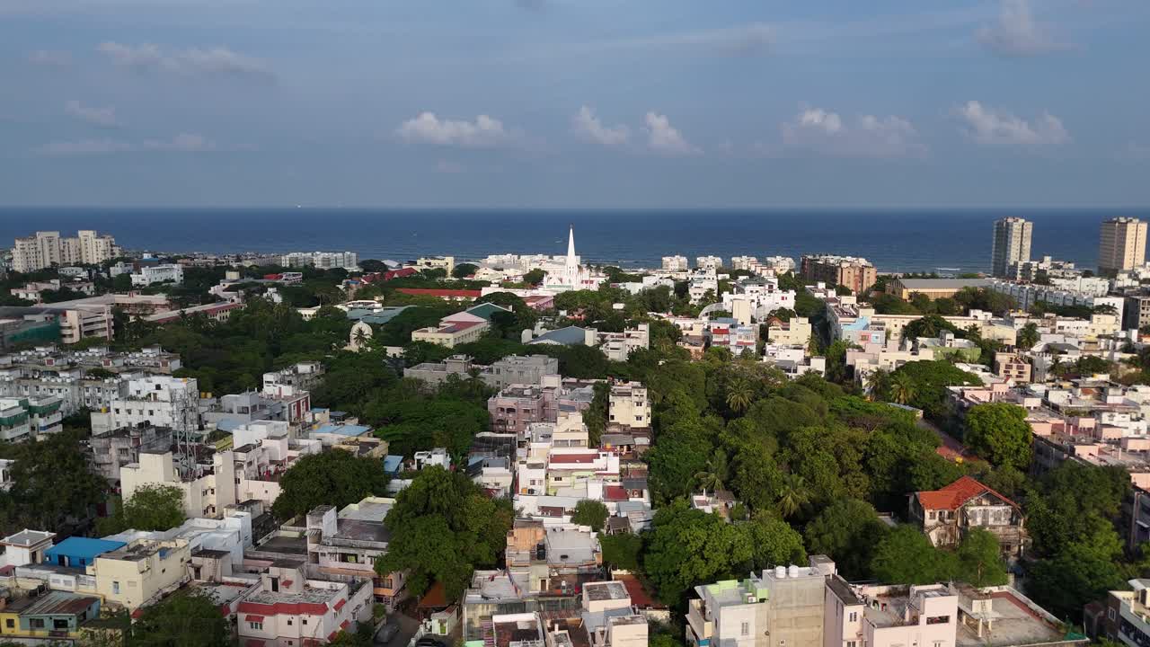 The beauty of Santhome Church under the morning sun.