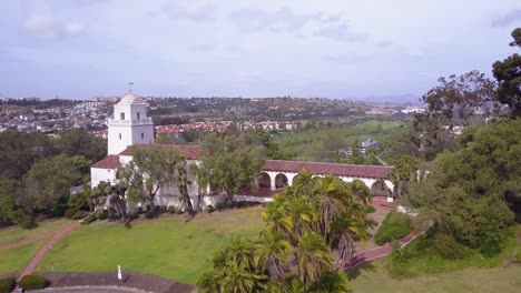 aerial over the san diego spanish mission 1