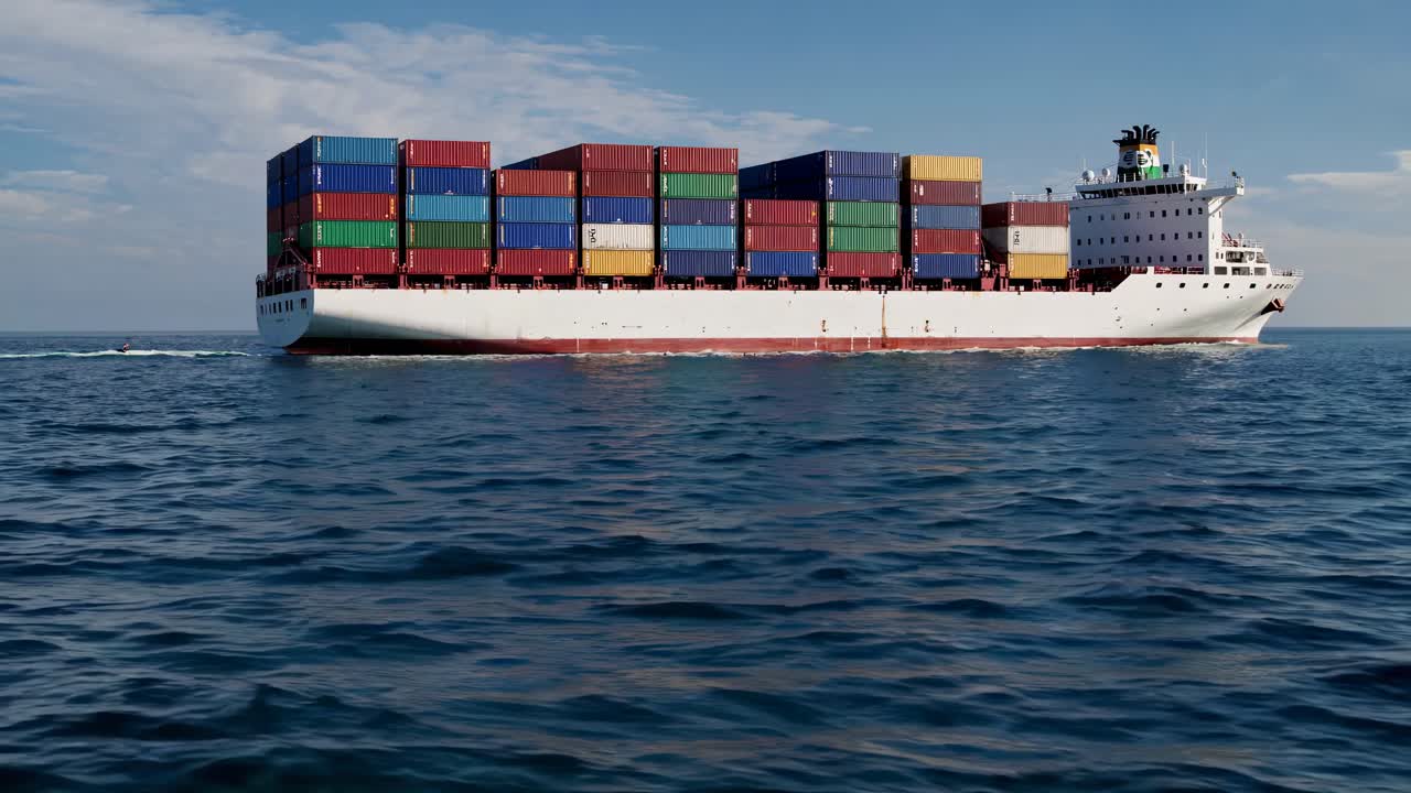 buque de contenedores en el mar