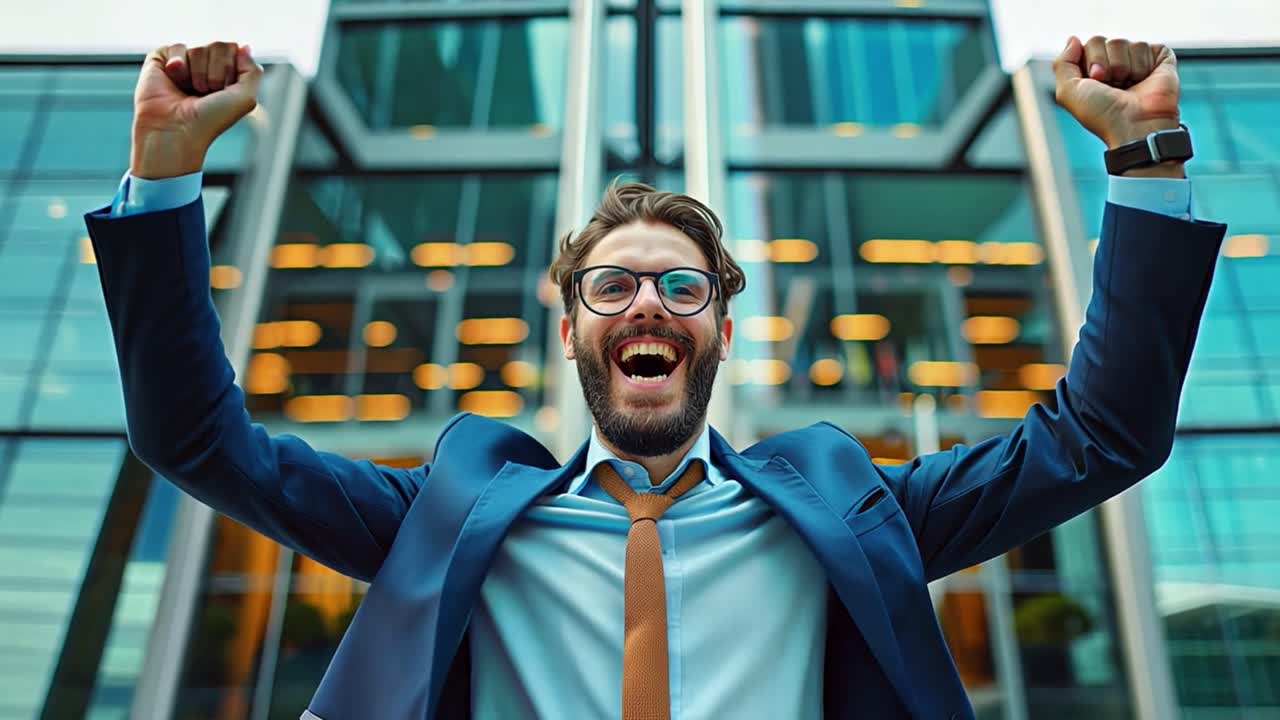 Successful Businessman Celebrating Achievement