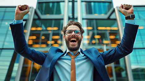 successful businessman celebrating achievement