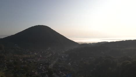 Aerial-footage-of-Ukrainian-village-just-before-sunset