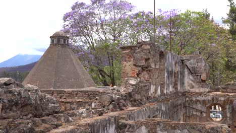 tilt shot of ruins in latin america.  ruins in antigua guatemala