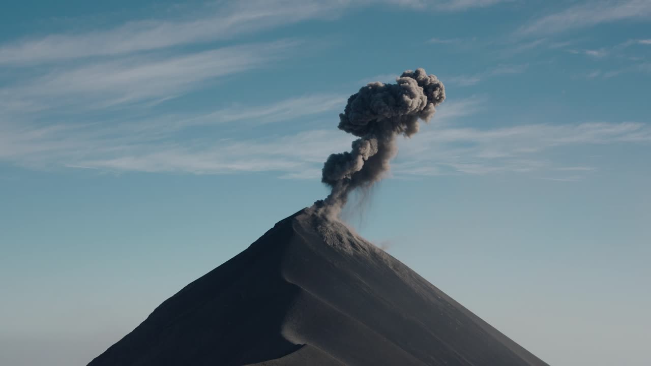 Fuego volcano eruption plume rising above crater Guatemala