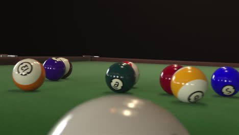disparo inicial de un juego de billar