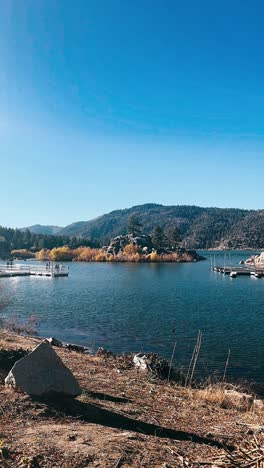 scenic mountain lake with people