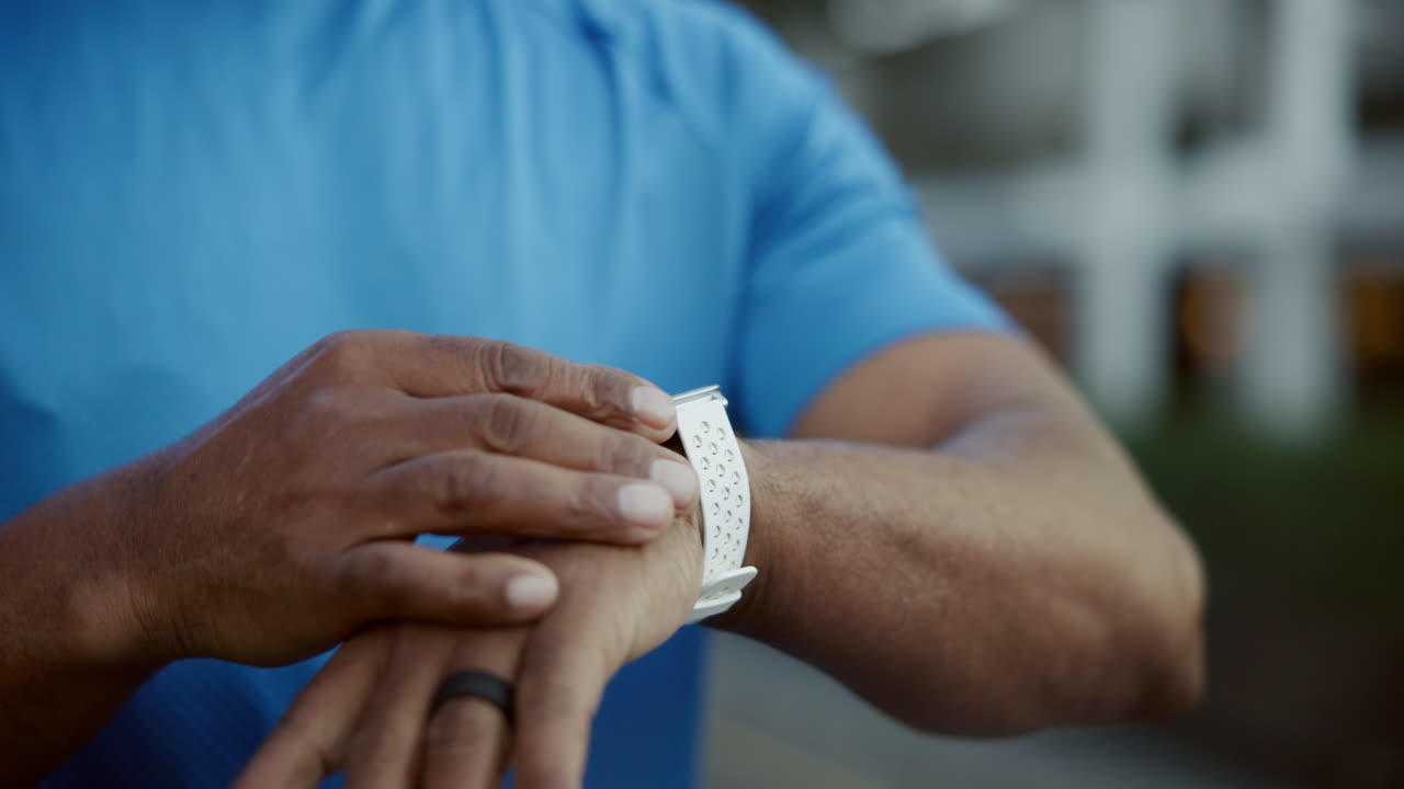 Man using a smartwatch for fitness tracking