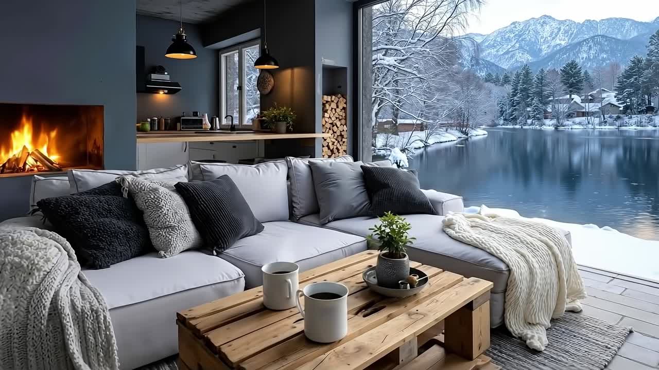A living room filled with furniture and a fire place