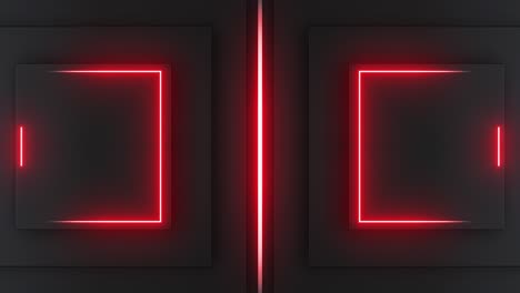 red neon frames on dark background