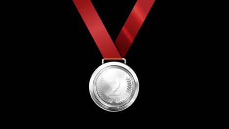 silver medal with red ribbon animation