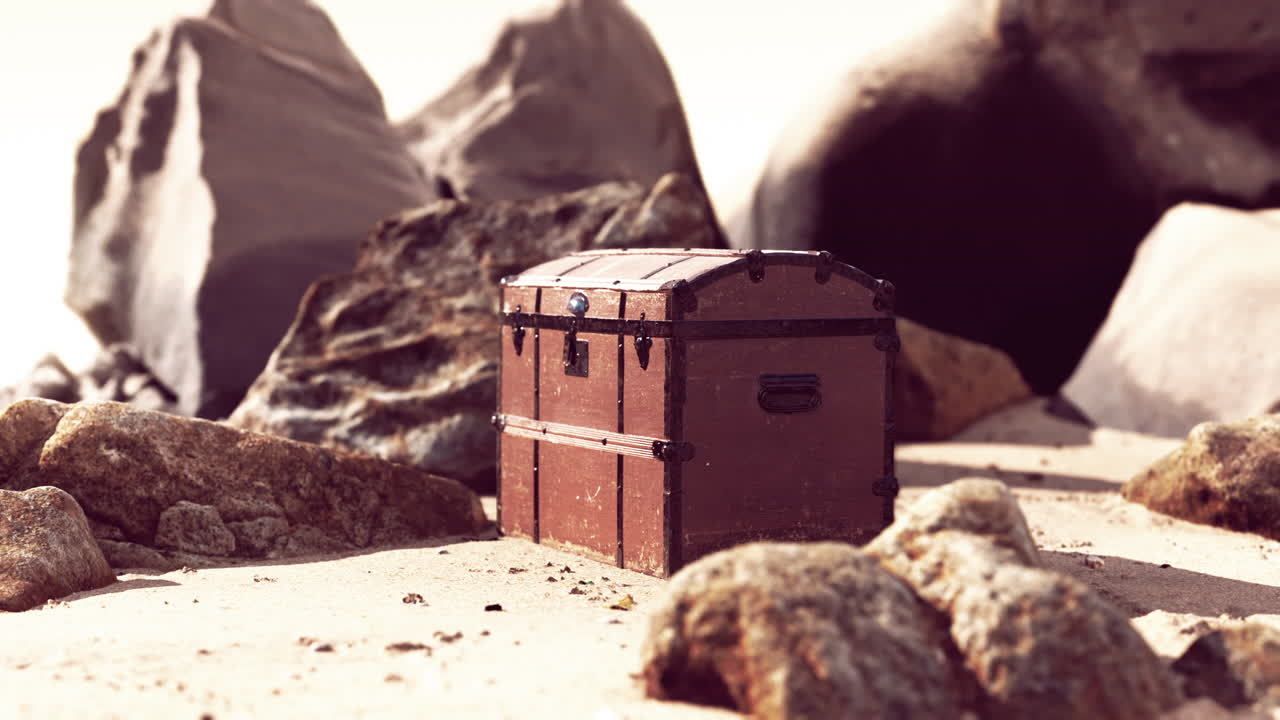 해변 에 있는 모래 언덕 에 있는 보물 상자