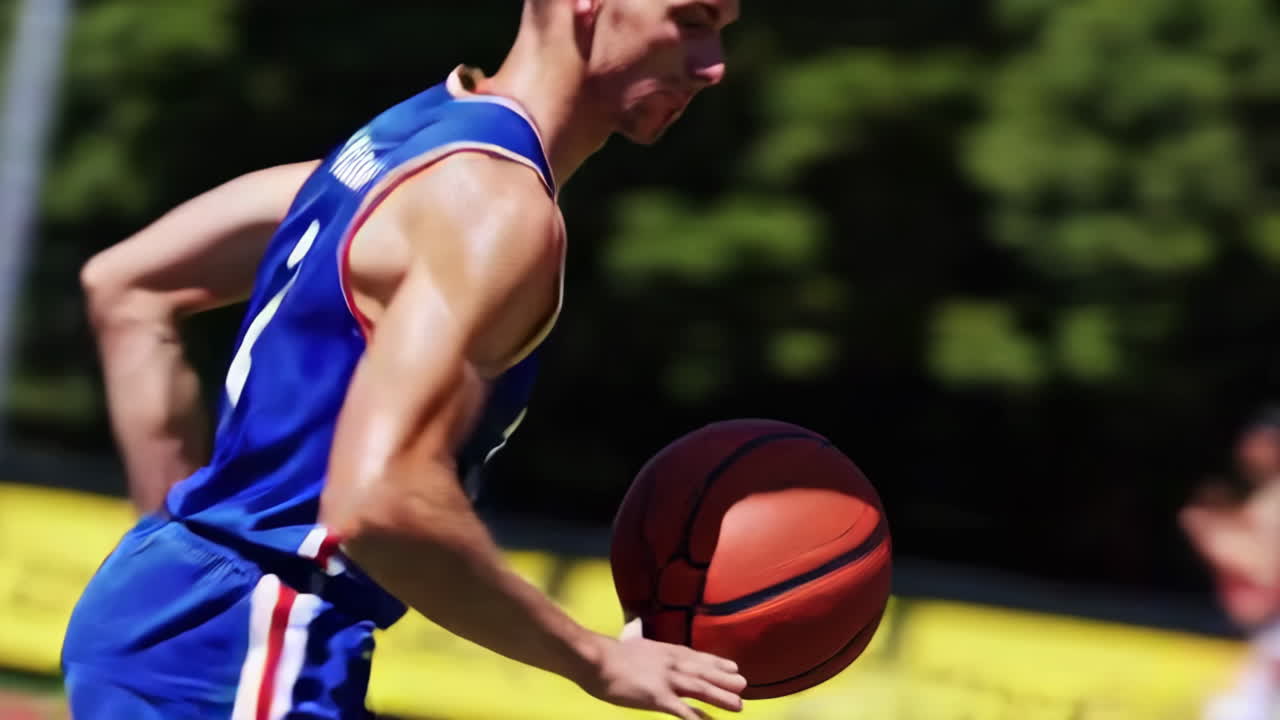 Basketball game in outdoor court