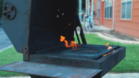 Verschiedene-Aufnahmen-Vom-Grillen-Und-Kochen-Von-Hähnchen-Auf-Einem-Grill-Im-Apartmentstil